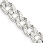 FJC Finejewelers 925 Sterling Silver Pavé Curb Chain 24 Inches x 8 mm