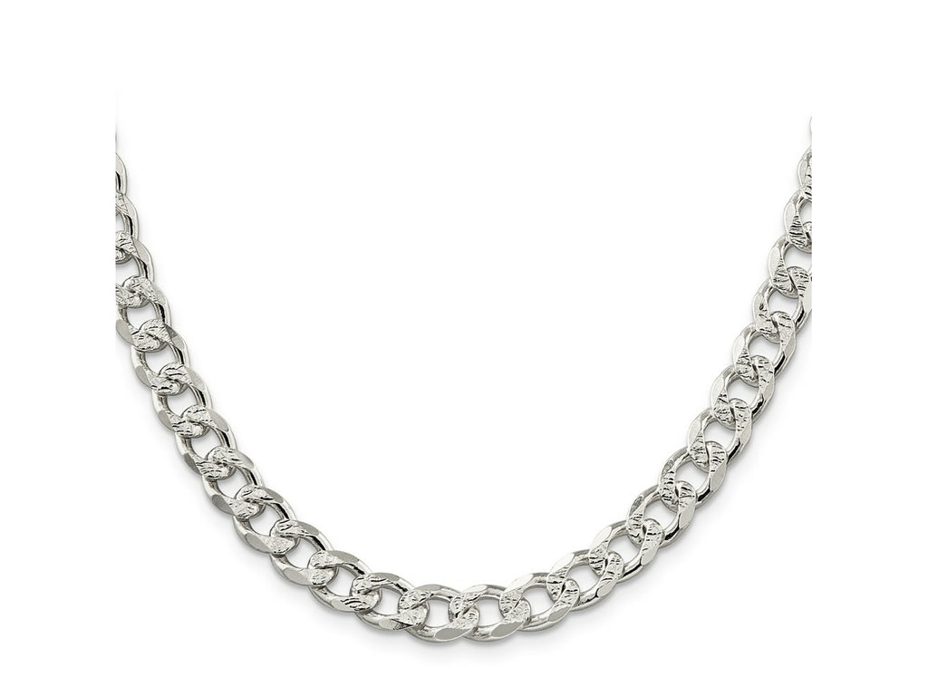 FJC Finejewelers 925 Sterling Silver Pavé Curb Chain 24 Inches x 8 mm