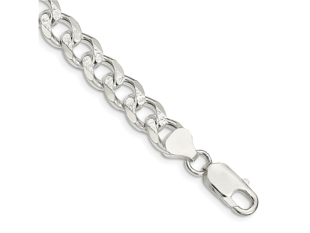 FJC Finejewelers 925 Sterling Silver Pavé Curb Bracelet Chain 8 Inches x 8 mm