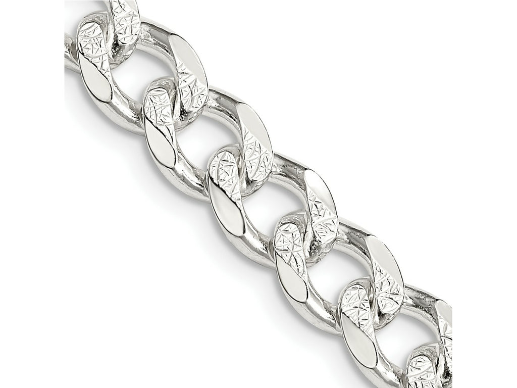 FJC Finejewelers 925 Sterling Silver Pavé Curb Bracelet Chain 9 Inches x 8 mm