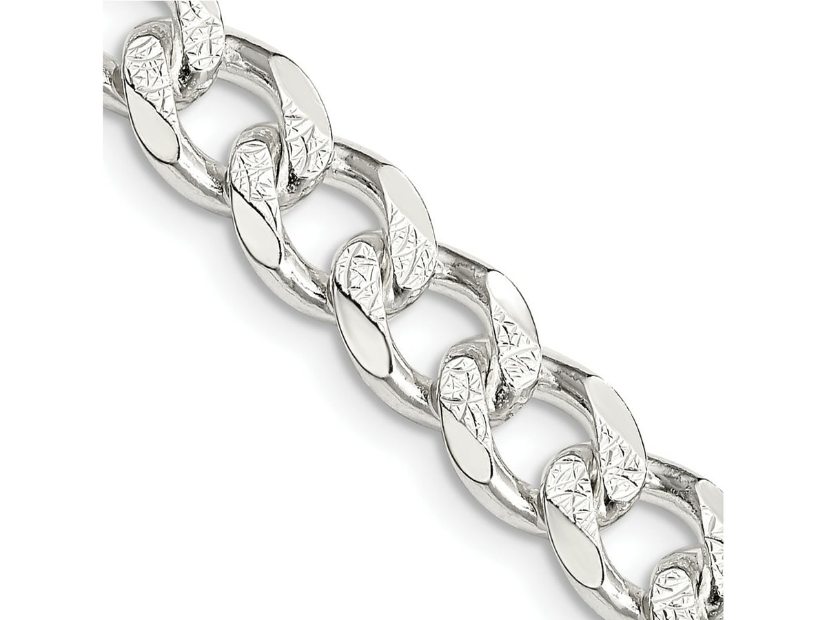FJC Finejewelers 925 Sterling Silver Pavé Curb Bracelet Chain 9 Inches x 8 mm