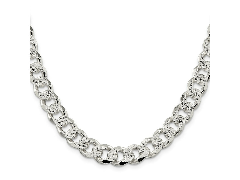 FJC Finejewelers 925 Sterling Silver Pavé Curb Chain 20 Inches x 10.5 mm