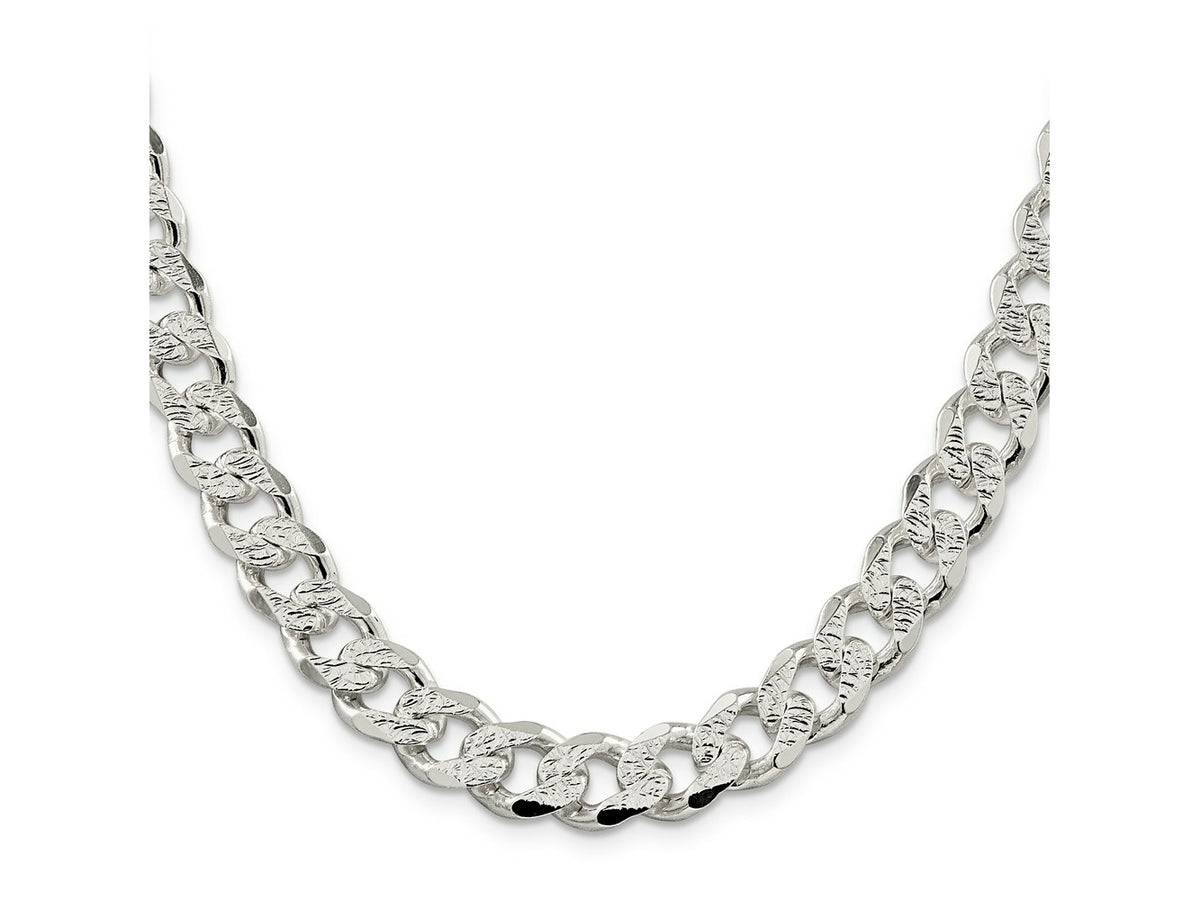FJC Finejewelers 925 Sterling Silver Pavé Curb Chain 24 Inches x 10.5 mm
