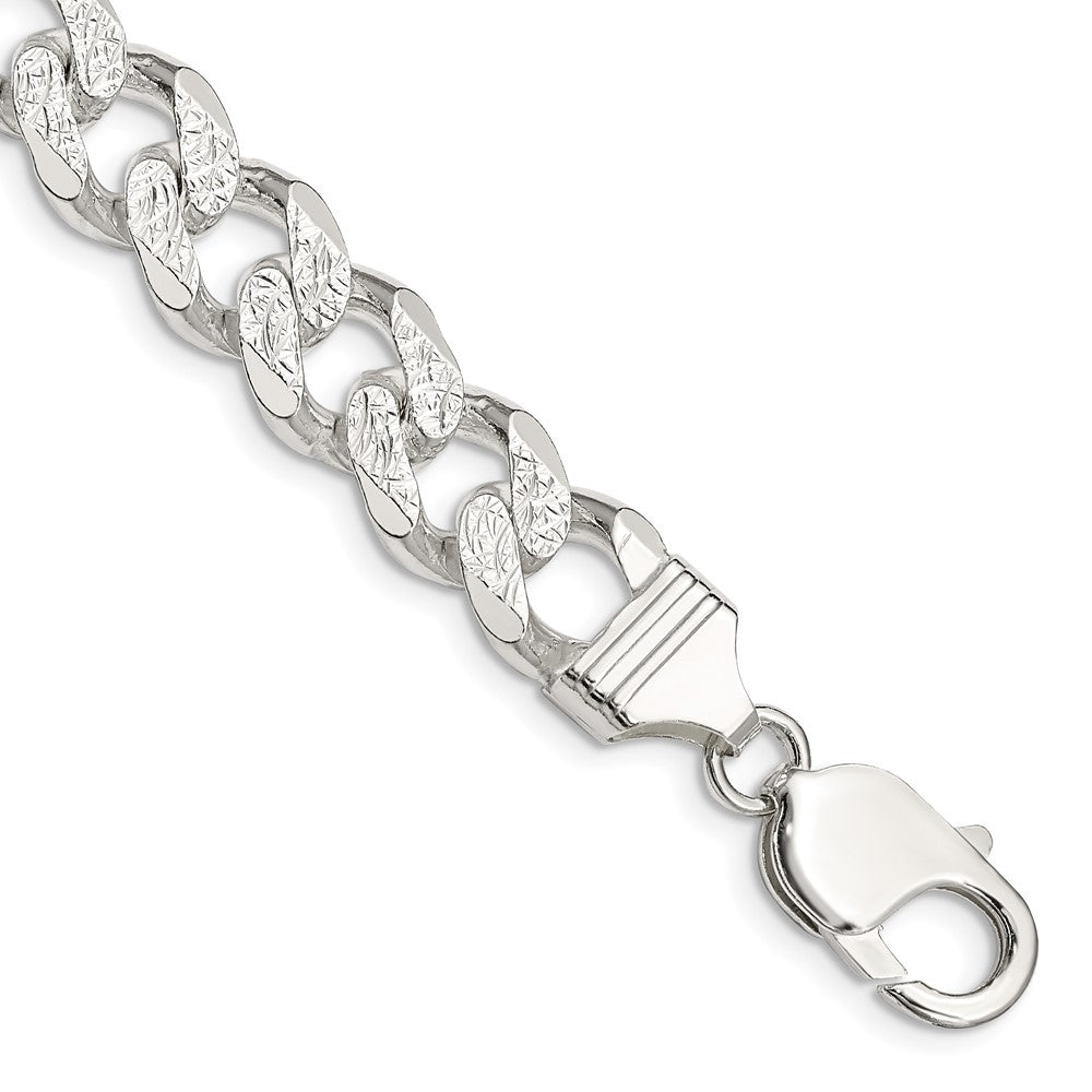 FJC Finejewelers 925 Sterling Silver Pavé Curb Bracelet Chain 8 Inches x 10.5 mm