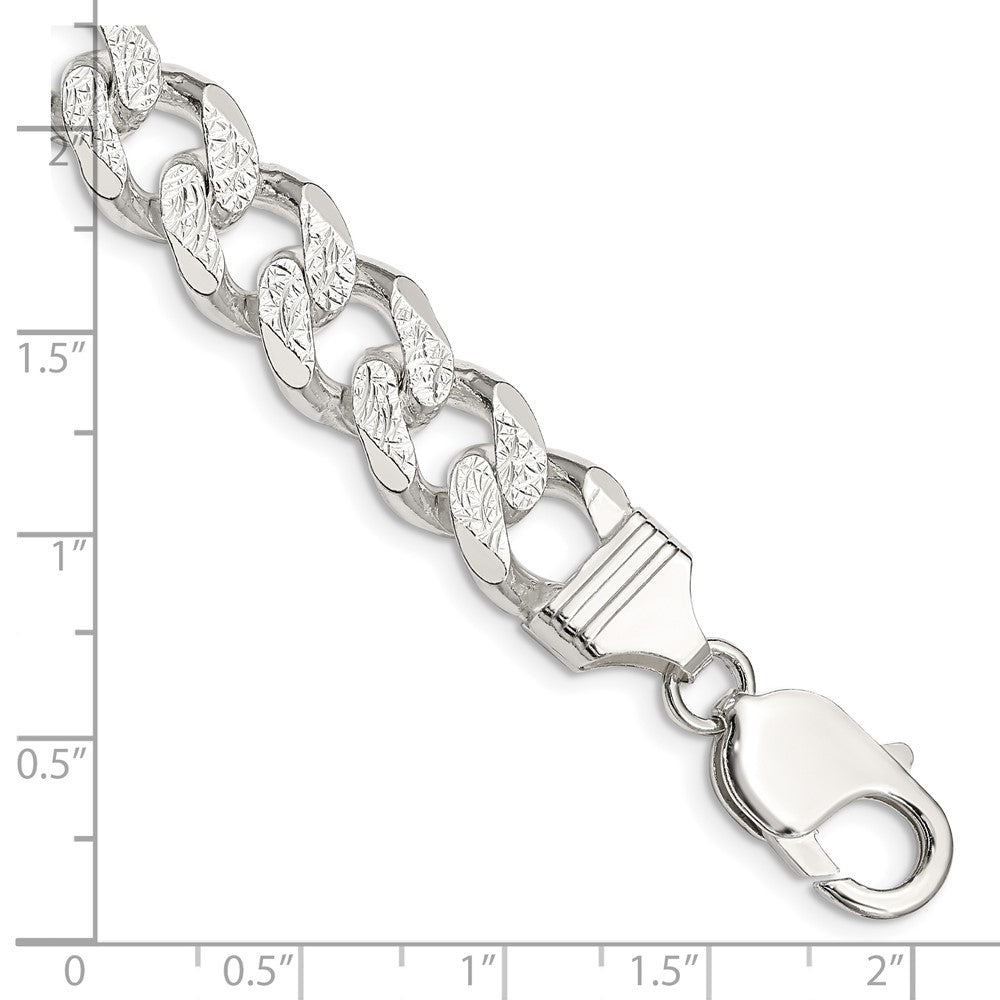 FJC Finejewelers 925 Sterling Silver Pavé Curb Bracelet Chain 8 Inches x 10.5 mm