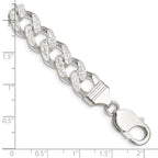 FJC Finejewelers 925 Sterling Silver Pavé Curb Bracelet Chain 8 Inches x 10.5 mm