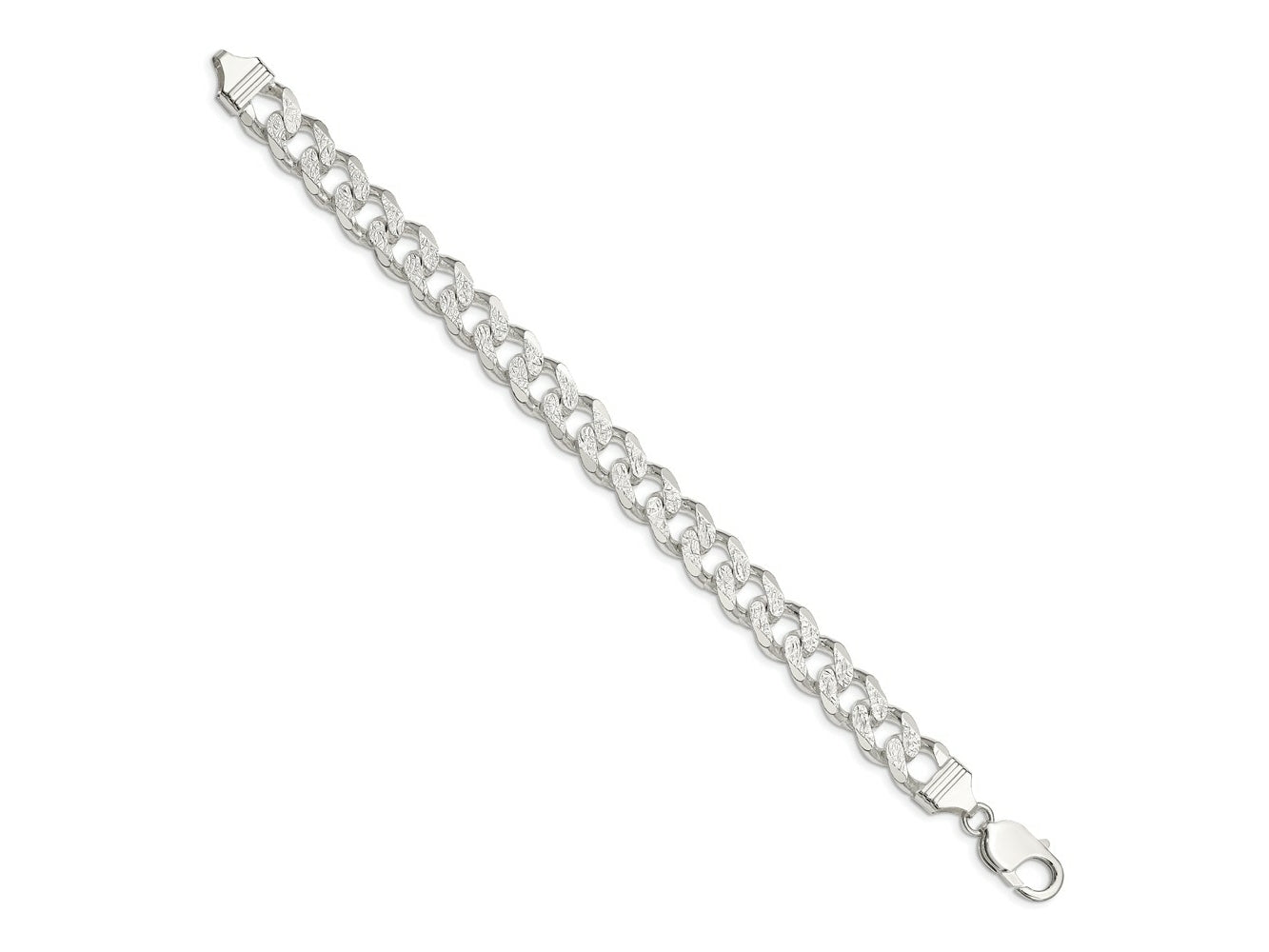 FJC Finejewelers 925 Sterling Silver Pavé Curb Bracelet Chain 8 Inches x 10.5 mm