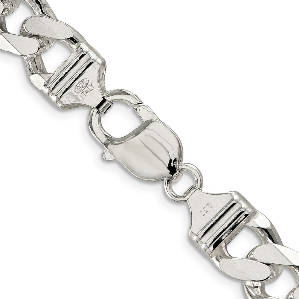 FJC Finejewelers 925 Sterling Silver Pavé Curb Bracelet Chain 9 Inches x 10.5 mm
