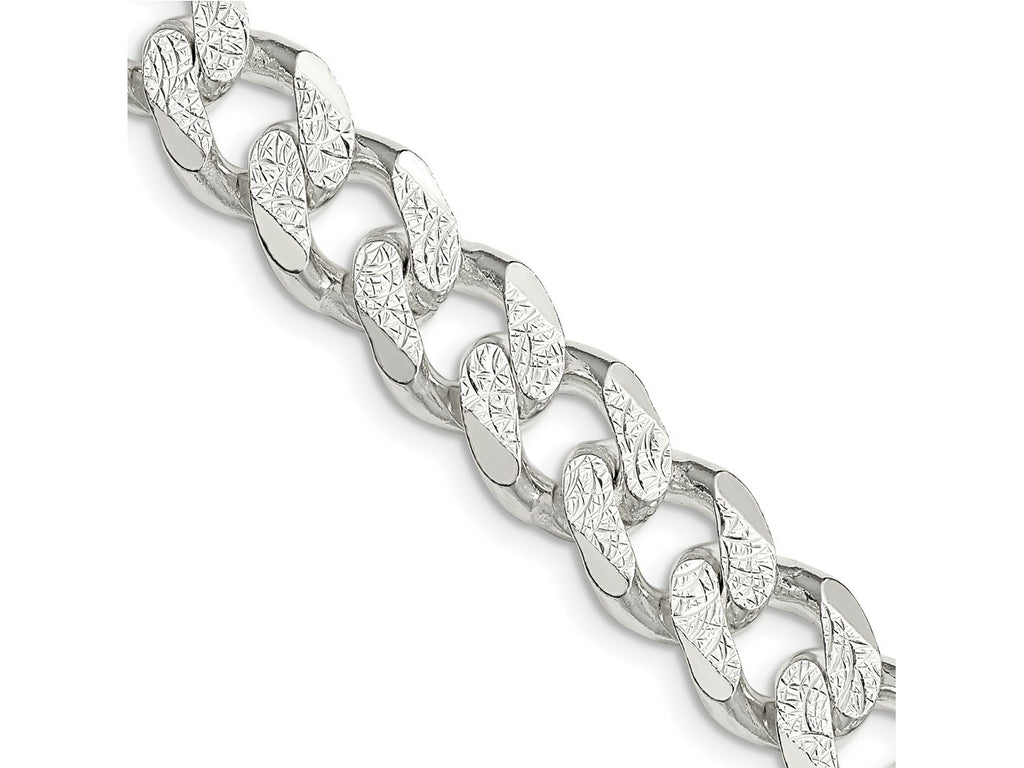 FJC Finejewelers 925 Sterling Silver Pavé Curb Bracelet Chain 9 Inches x 10.5 mm
