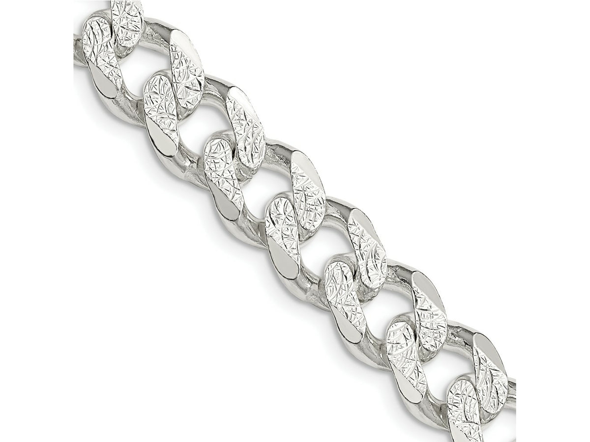 FJC Finejewelers 925 Sterling Silver Pavé Curb Bracelet Chain 9 Inches x 10.5 mm