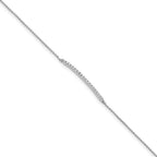 Cheryl M 925 Sterling Silver Ball Rhodium Plated CZ Bar with 1 inch ext Anklet 10 Inches x 1 mm