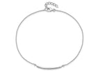 Cheryl M 925 Sterling Silver Ball Rhodium Plated CZ Bar with 1 inch ext Anklet 10 Inches x 1 mm