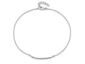 Cheryl M 925 Sterling Silver Ball Rhodium Plated CZ Bar with 1 inch ext Anklet 10 Inches x 1 mm