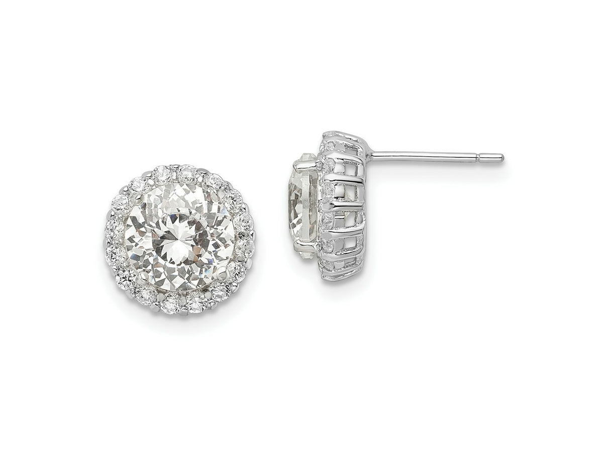 FJC Finejewelers 925 Sterling Silver Button Round CZ Halo Post Earrings 11 mm x 11 mm