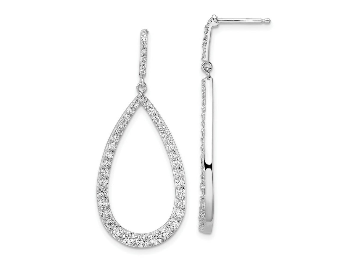 FJC Finejewelers 925 Sterling Silver Rhd-pltd CZ Open Pear Shape Dangle Earrings 42 mm x 17 mm