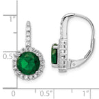 FJC Finejewelers 925 Sterling Silver Dangle  Green Glass and White CZ Leverback Earrings 20 mm x 11 mm