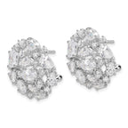 FJC Finejewelers 925 Sterling Silver Button CZ Cluster Dome Omega Earrings 22 mm x 22 mm