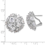 FJC Finejewelers 925 Sterling Silver Button CZ Cluster Dome Omega Earrings 22 mm x 22 mm