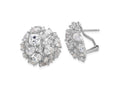 FJC Finejewelers 925 Sterling Silver Button CZ Cluster Dome Omega Earrings 22 mm x 22 mm