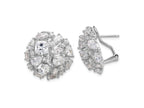 FJC Finejewelers 925 Sterling Silver Button CZ Cluster Dome Omega Earrings 22 mm x 22 mm