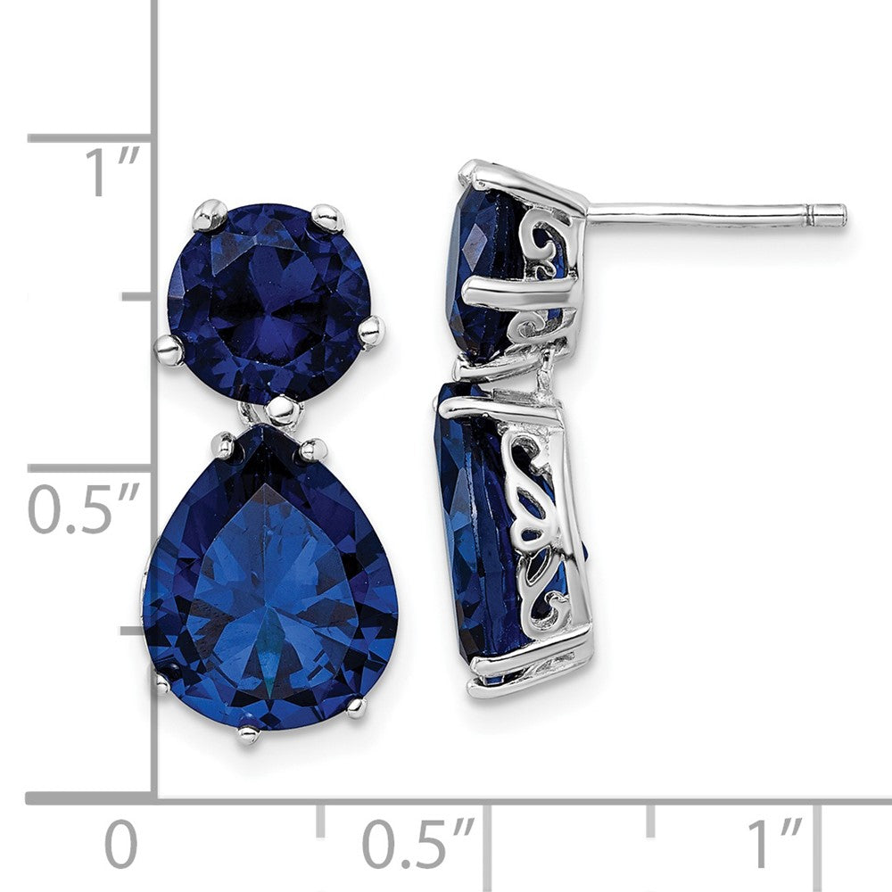 FJC Finejewelers 925 Sterling Silver Blue CZ Post Dangle Earrings 21 mm x 10 mm