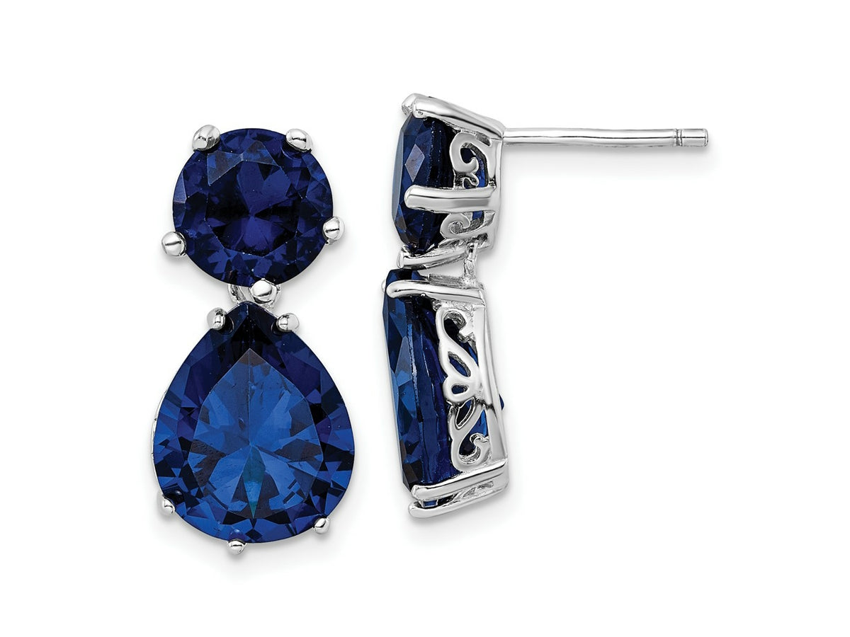 FJC Finejewelers 925 Sterling Silver Blue CZ Post Dangle Earrings 21 mm x 10 mm