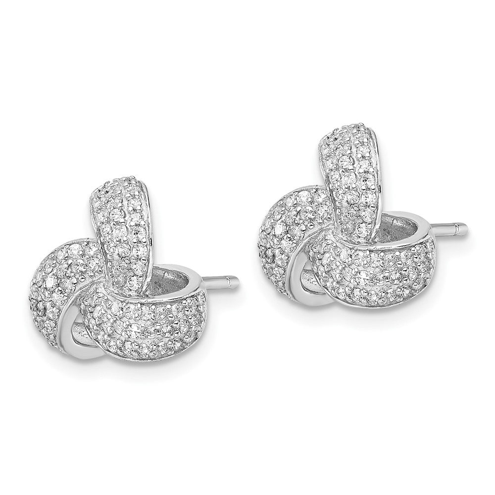 FJC Finejewelers 925 Sterling Silver Button  Pave CZ Love Knot Post Earrings 12 mm x 12 mm