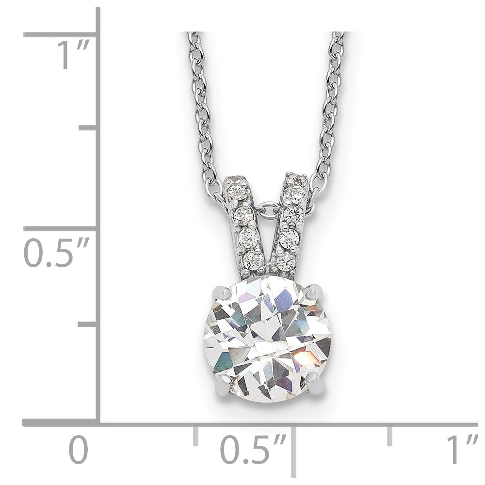 Cheryl M 925 Sterling Silver Cable Rhodium Plated 8mm CZ Pendant Necklace 18 Inches x 7 mm