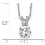 Cheryl M 925 Sterling Silver Cable Rhodium Plated 8mm CZ Pendant Necklace 18 Inches x 7 mm