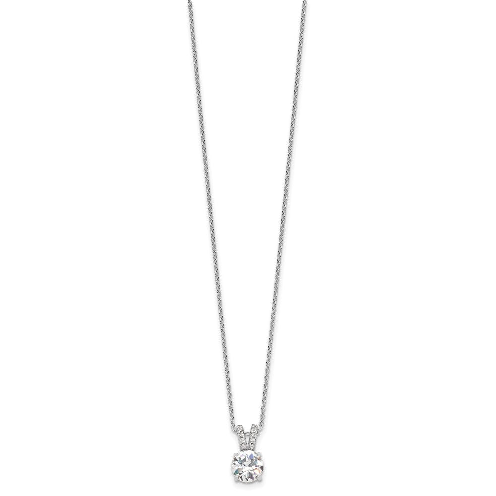 Cheryl M 925 Sterling Silver Cable Rhodium Plated 8mm CZ Pendant Necklace 18 Inches x 7 mm