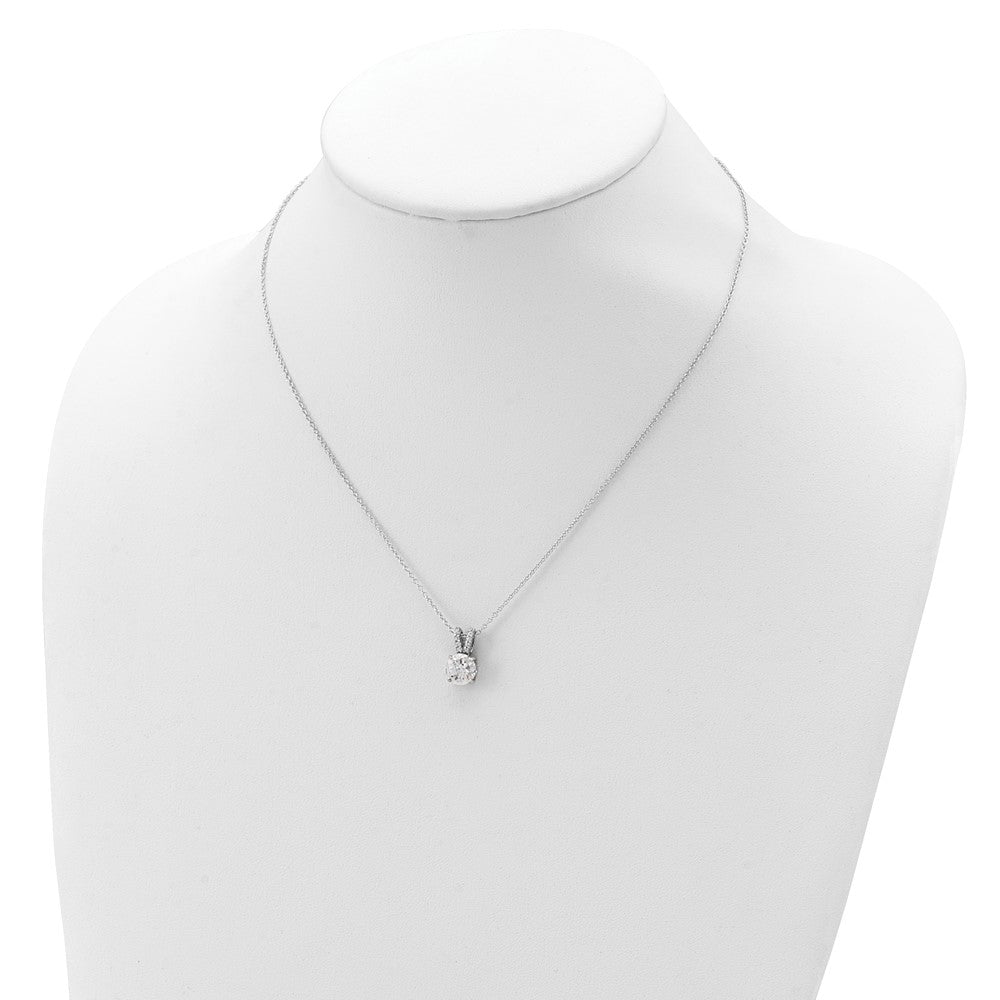 Cheryl M 925 Sterling Silver Cable Rhodium Plated 8mm CZ Pendant Necklace 18 Inches x 7 mm