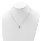 Cheryl M 925 Sterling Silver Cable Rhodium Plated 8mm CZ Pendant Necklace 18 Inches x 7 mm