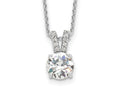 Cheryl M 925 Sterling Silver Cable Rhodium Plated 8mm CZ Pendant Necklace 18 Inches x 7 mm