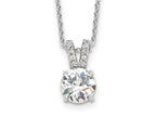 Cheryl M 925 Sterling Silver Cable Rhodium Plated 8mm CZ Pendant Necklace 18 Inches x 7 mm