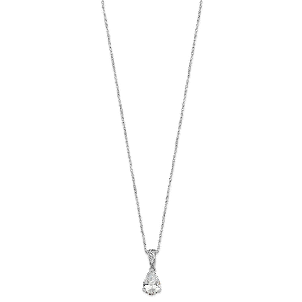 Cheryl M 925 Sterling Silver Cable Fancy Pear CZ Pendant Necklace 18 Inches x 8 mm