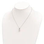 Cheryl M 925 Sterling Silver Cable Fancy Pear CZ Pendant Necklace 18 Inches x 8 mm