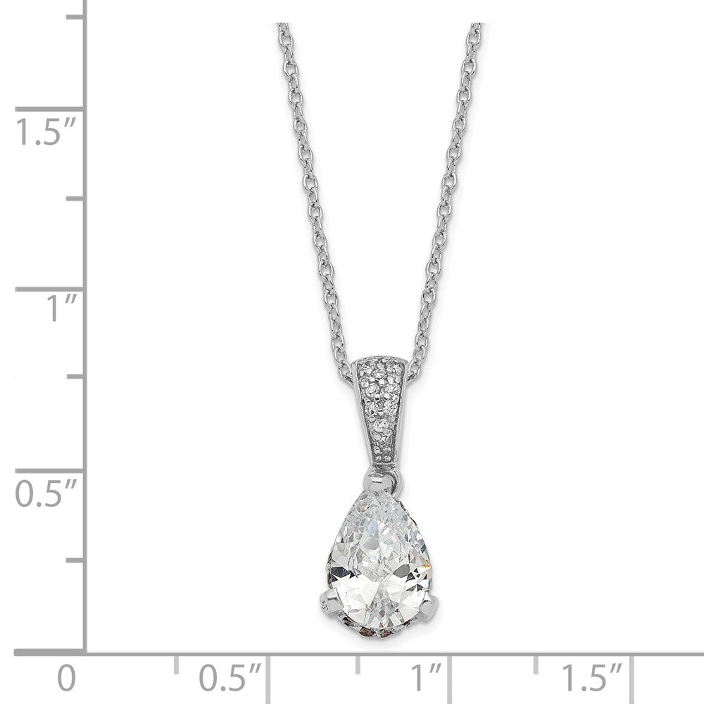 Cheryl M 925 Sterling Silver Cable Fancy Pear CZ Pendant Necklace 18 Inches x 8 mm