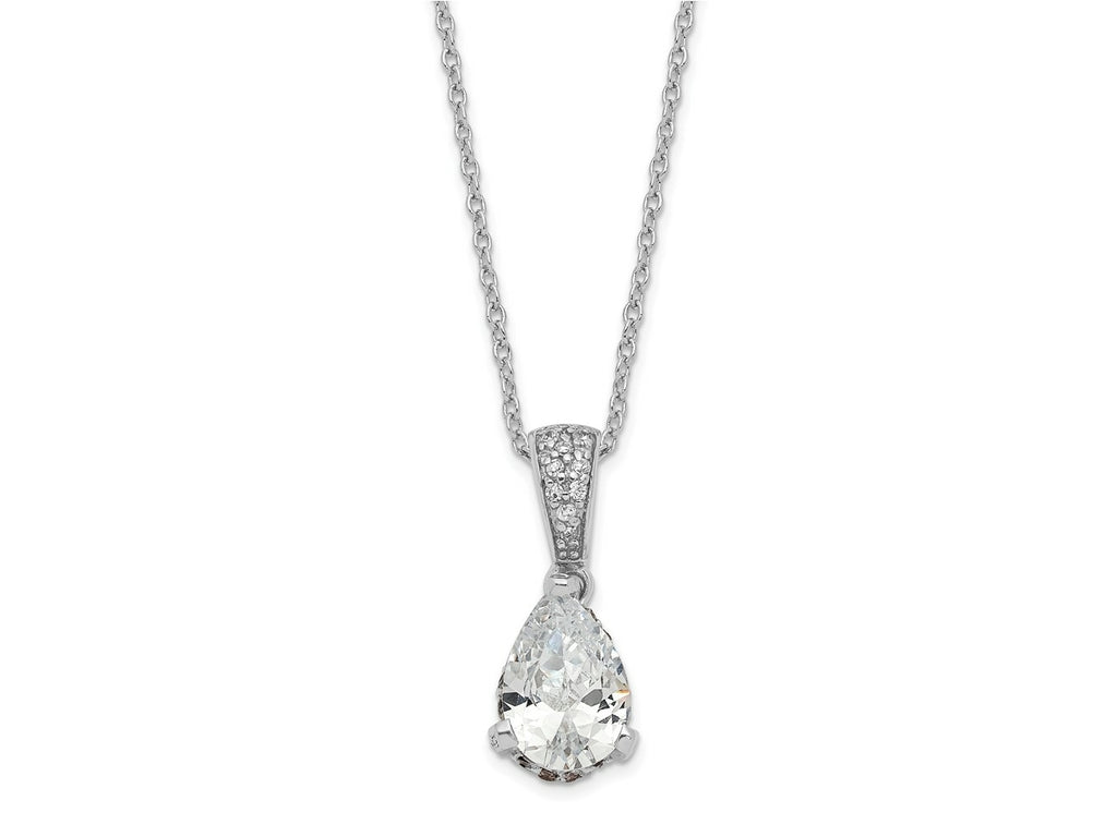 Cheryl M 925 Sterling Silver Cable Fancy Pear CZ Pendant Necklace 18 Inches x 8 mm