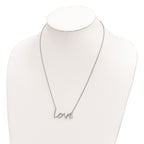 Cheryl M 925 Sterling Silver Rhodium Plated CZ LOVE Necklace 18 Inches x 36 mm