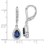 FJC Finejewelers 925 Sterling Silver Dangle Created Blue Spinel and CZ Leverback Earrings 27 mm x 7 mm