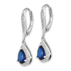 FJC Finejewelers 925 Sterling Silver Dangle Created Blue Spinel and CZ Leverback Earrings 27 mm x 7 mm