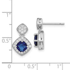 FJC Finejewelers 925 Sterling Silver Blue Glass and CZ Post Dangle Earrings 15 mm x 9 mm