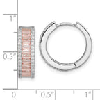 FJC Finejewelers 925 Sterling Silver Pink Nano Crystal and CZ Hoop Earrings 18 mm x 5 mm