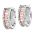 FJC Finejewelers 925 Sterling Silver Pink Nano Crystal and CZ Hoop Earrings 18 mm x 5 mm