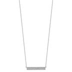 Cheryl M 925 Sterling Silver Cable Rhodium Plated CZ Bar with 1.5in ext. Necklace 19 Inches x 34 mm