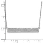 Cheryl M 925 Sterling Silver Cable Rhodium Plated CZ Bar with 1.5in ext. Necklace 19 Inches x 34 mm