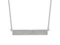 Cheryl M 925 Sterling Silver Cable Rhodium Plated CZ Bar with 1.5in ext. Necklace 19 Inches x 34 mm