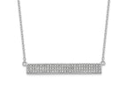 Cheryl M 925 Sterling Silver Cable Rhodium Plated CZ Bar with 1.5in ext. Necklace 19 Inches x 34 mm