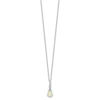 Cheryl M 925 Sterling Silver Lab Created Opal and CZ Teardrop Necklace 18 Inches x 7 mm