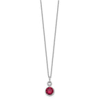 Cheryl M 925 Sterling Silver Lab Created Ruby and CZ Necklace 18 Inches x 12 mm